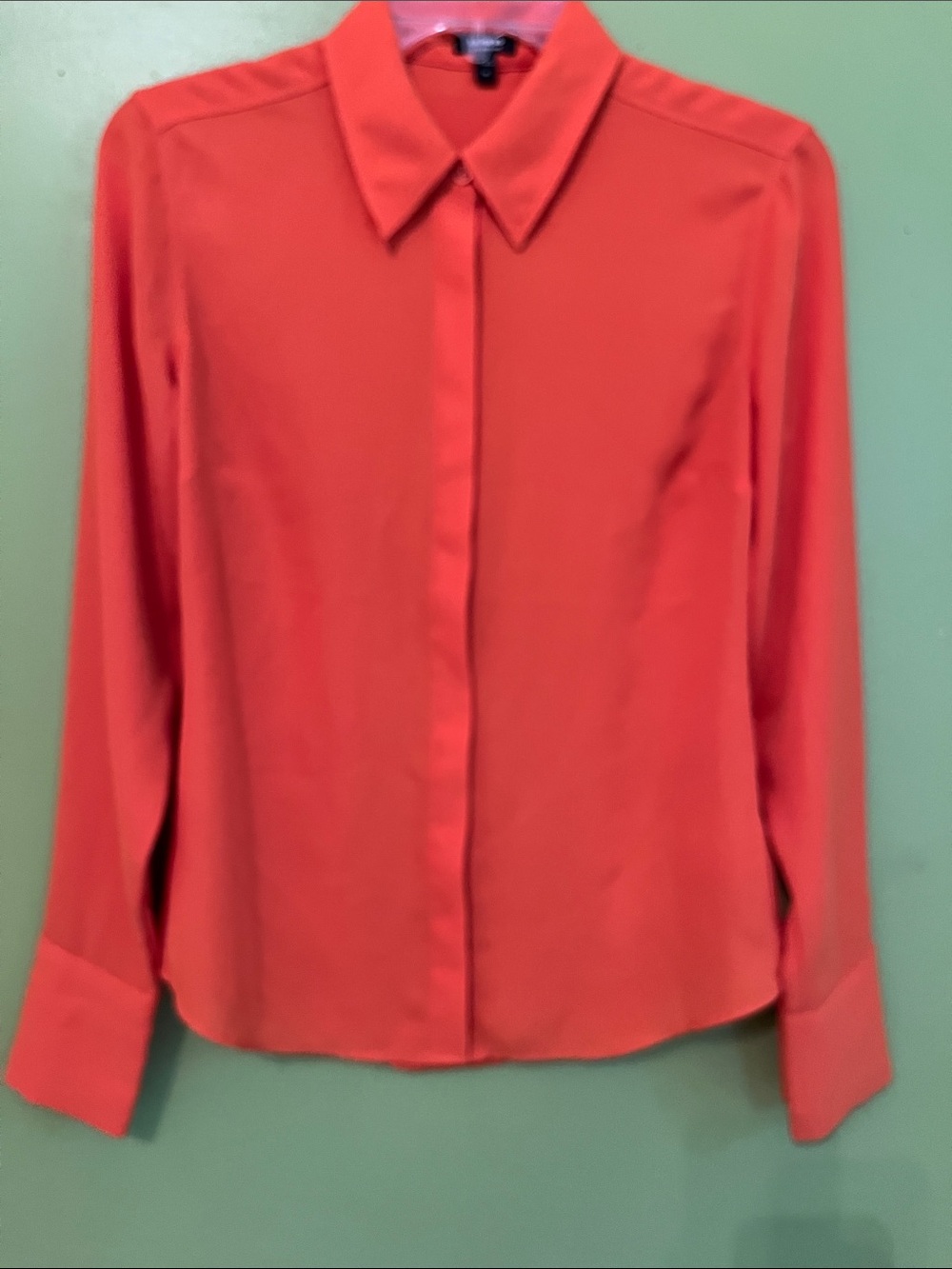 EXPRESS Relaxed Button Front Shirt in Orange